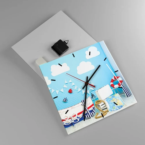 Wall clock - Clock on glass - Child's Longing for Adventure - 30x30 cm