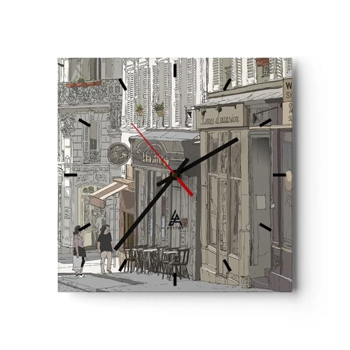 Wall clock - Clock on glass - City Joys - 30x30 cm