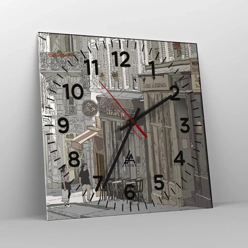 Wall clock - Clock on glass - City Joys - 40x40 cm