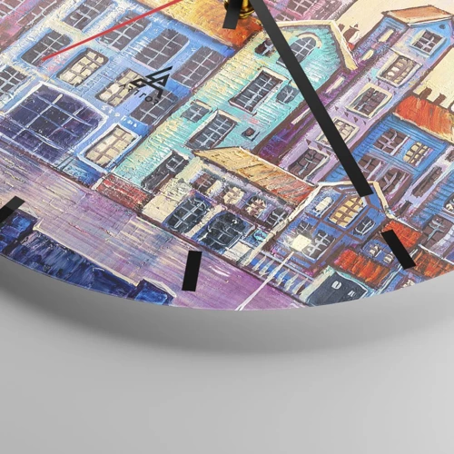 Wall clock - Clock on glass - City Like From a Fairytale - 30x30 cm