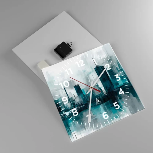 Wall clock - Clock on glass - City in the Colour of Rain - 30x30 cm