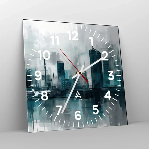 Wall clock - Clock on glass - City in the Colour of Rain - 30x30 cm