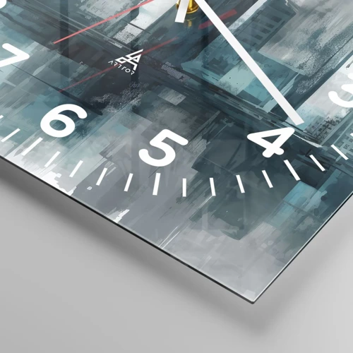 Wall clock - Clock on glass - City in the Colour of Rain - 30x30 cm