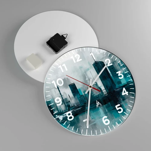 Wall clock - Clock on glass - City in the Colour of Rain - 30x30 cm