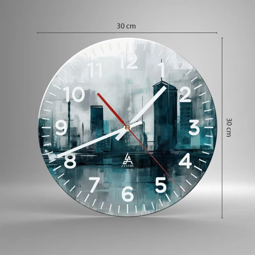 Wall clock - Clock on glass - City in the Colour of Rain - 30x30 cm