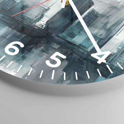 Wall clock - Clock on glass - City in the Colour of Rain - 30x30 cm