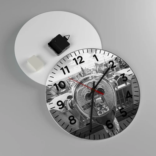 Wall clock - Clock on glass - City of Cities - 30x30 cm