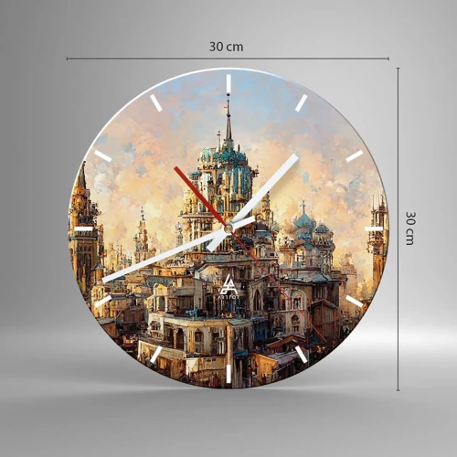 Wall clock - Clock on glass - City of Cities - 30x30 cm