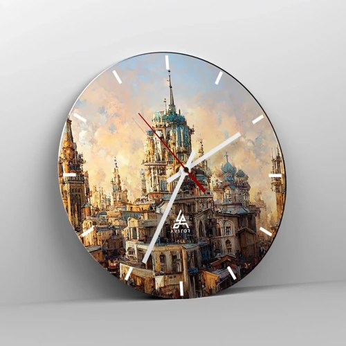 Wall clock - Clock on glass - City of Cities - 30x30 cm