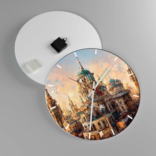 Wall clock - Clock on glass - City of Cities - 40x40 cm