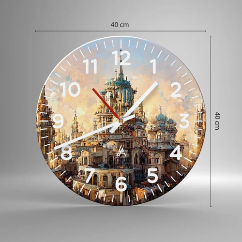 Wall clock - Clock on glass - City of Cities - 40x40 cm