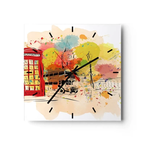 Wall clock - Clock on glass - City of Diversity - 30x30 cm