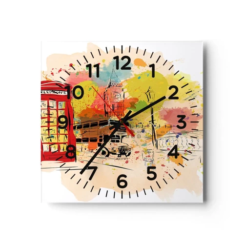 Wall clock - Clock on glass - City of Diversity - 30x30 cm