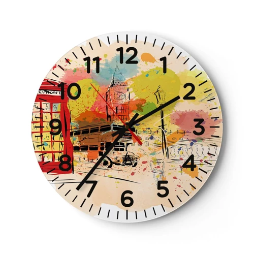 Wall clock - Clock on glass - City of Diversity - 30x30 cm