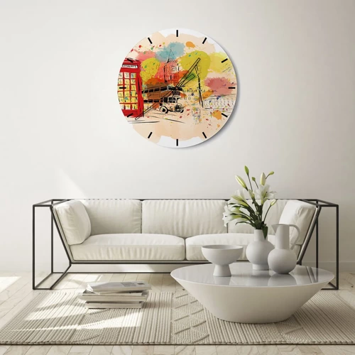 Wall clock - Clock on glass - City of Diversity - 30x30 cm