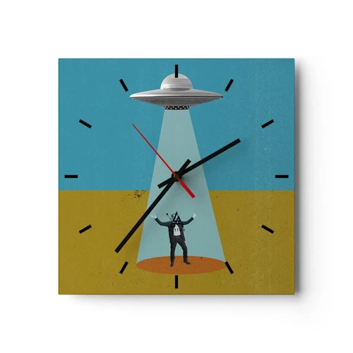 Wall clock - Clock on glass - Close Encounter - 30x30 cm