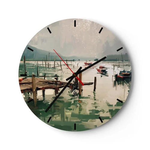 Wall clock - Clock on glass - Coated in Melted Moon - 30x30 cm