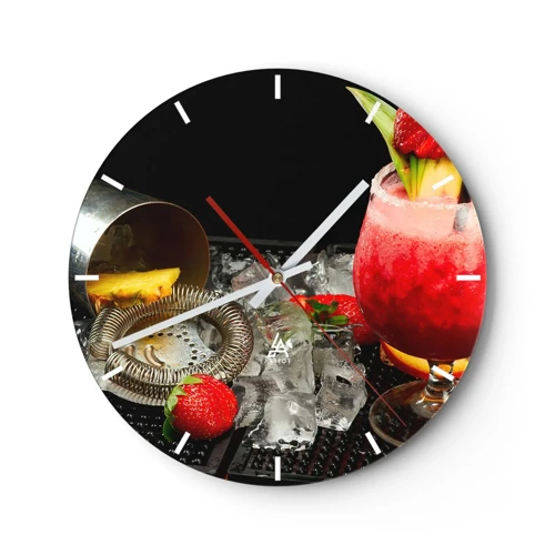 Wall clock - Clock on glass - Coctail of Flavours - 30x30 cm