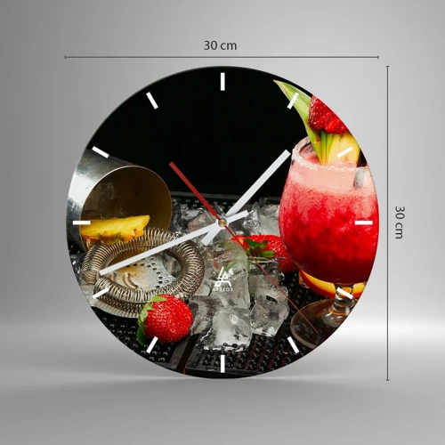 Wall clock - Clock on glass - Coctail of Flavours - 30x30 cm