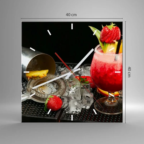 Wall clock - Clock on glass - Coctail of Flavours - 40x40 cm