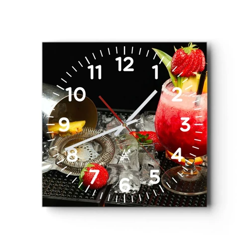 Wall clock - Clock on glass - Coctail of Flavours - 40x40 cm