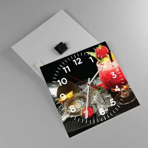 Wall clock - Clock on glass - Coctail of Flavours - 40x40 cm