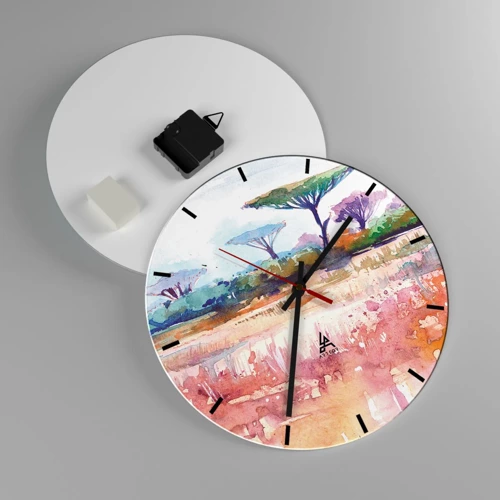 Wall clock - Clock on glass - Colour of Savannah - 30x30 cm