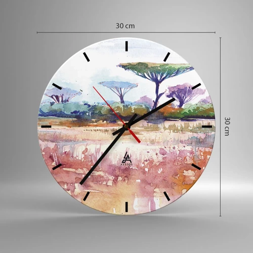 Wall clock - Clock on glass - Colour of Savannah - 30x30 cm