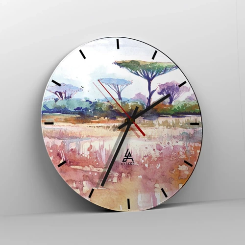 Wall clock - Clock on glass - Colour of Savannah - 30x30 cm