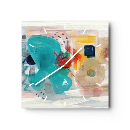 Wall clock - Clock on glass - Colourful Game - 40x40 cm