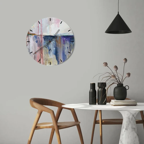 Wall clock - Clock on glass - Colourful Impressions an Associations - 40x40 cm