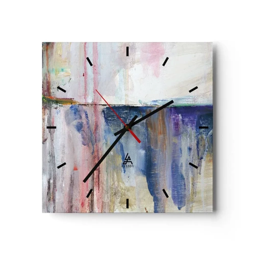 Wall clock - Clock on glass - Colourful Impressions an Associations - 40x40 cm