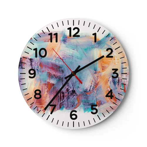 Wall clock - Clock on glass - Colourful Mess - 30x30 cm