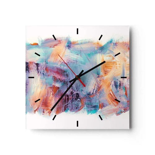 Wall clock - Clock on glass - Colourful Mess - 40x40 cm