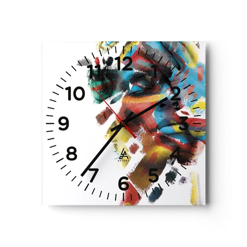 Wall clock - Clock on glass - Colourful Personality - 30x30 cm