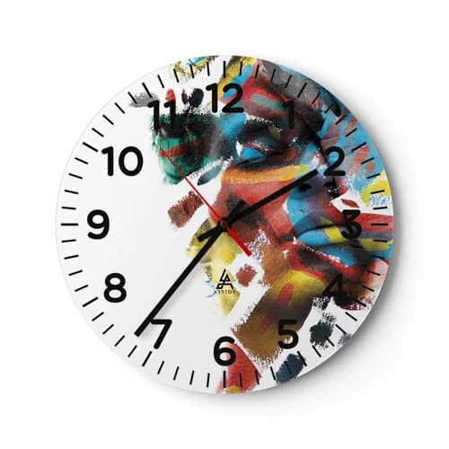 Wall clock - Clock on glass - Colourful Personality - 30x30 cm