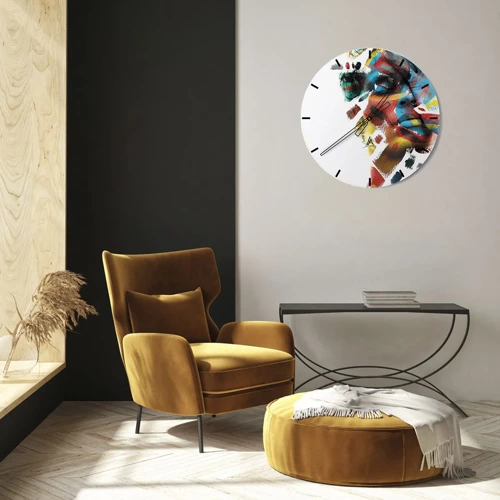 Wall clock - Clock on glass - Colourful Personality - 30x30 cm