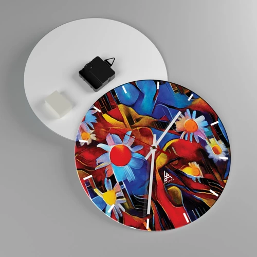 Wall clock - Clock on glass - Colours of Life - 30x30 cm