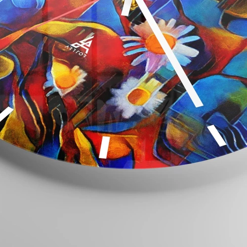 Wall clock - Clock on glass - Colours of Life - 30x30 cm