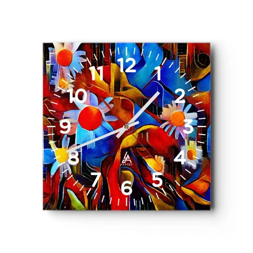 Wall clock - Clock on glass - Colours of Life - 30x30 cm