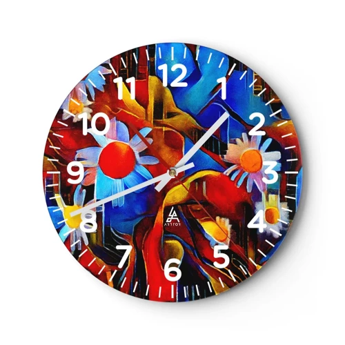 Wall clock - Clock on glass - Colours of Life - 30x30 cm