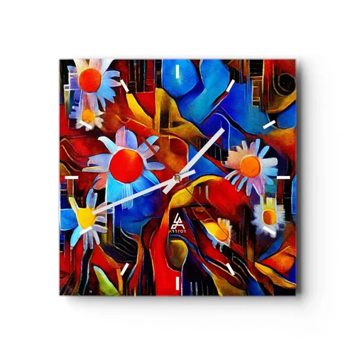 Wall clock - Clock on glass - Colours of Life - 40x40 cm