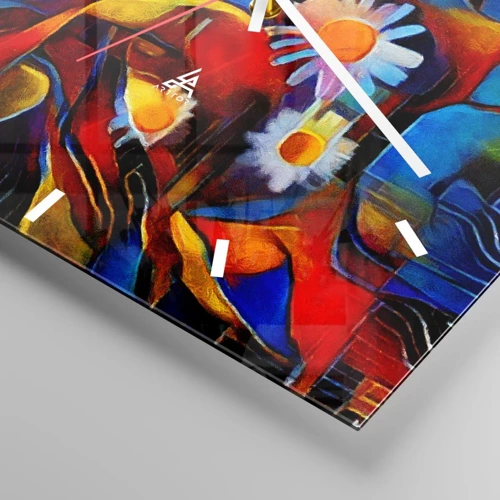 Wall clock - Clock on glass - Colours of Life - 40x40 cm