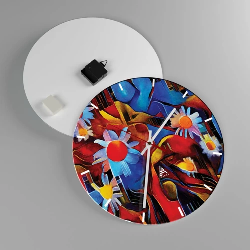 Wall clock - Clock on glass - Colours of Life - 40x40 cm