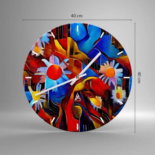 Wall clock - Clock on glass - Colours of Life - 40x40 cm