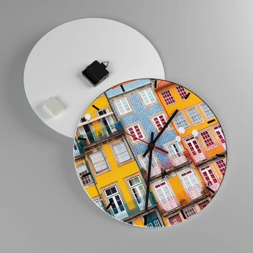 Wall clock - Clock on glass - Colours of Old Town - 40x40 cm