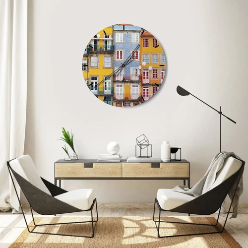 Wall clock - Clock on glass - Colours of Old Town - 40x40 cm