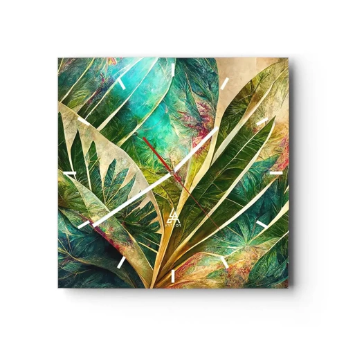 Wall clock - Clock on glass - Colours of the Tropics - 30x30 cm