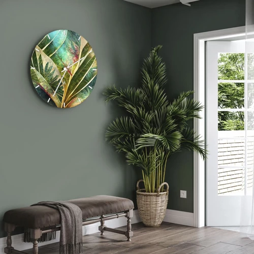 Wall clock - Clock on glass - Colours of the Tropics - 30x30 cm