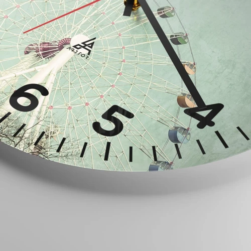 Wall clock - Clock on glass - Come Have Fun - 30x30 cm